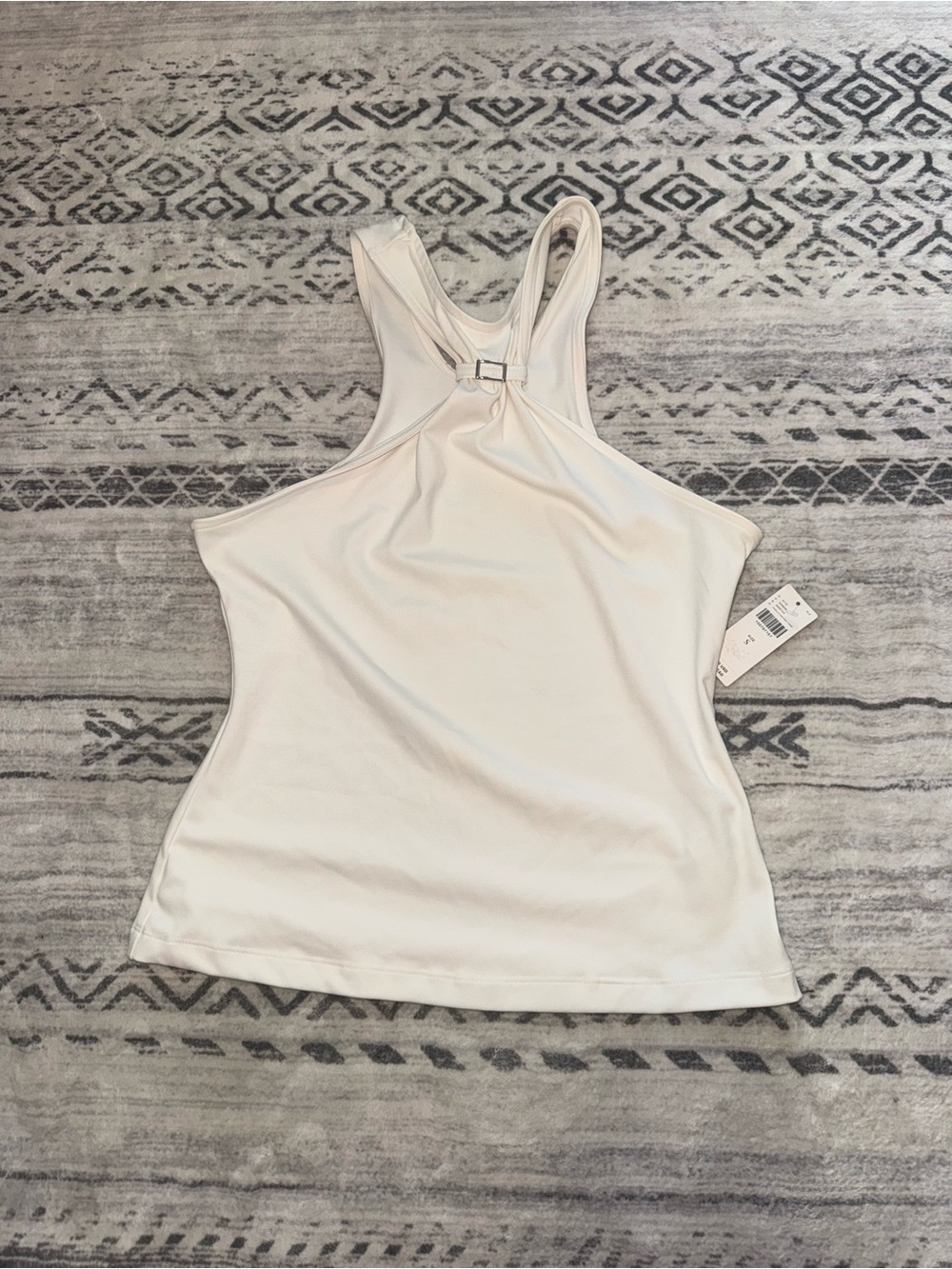 Maeve white high neck top with hardware